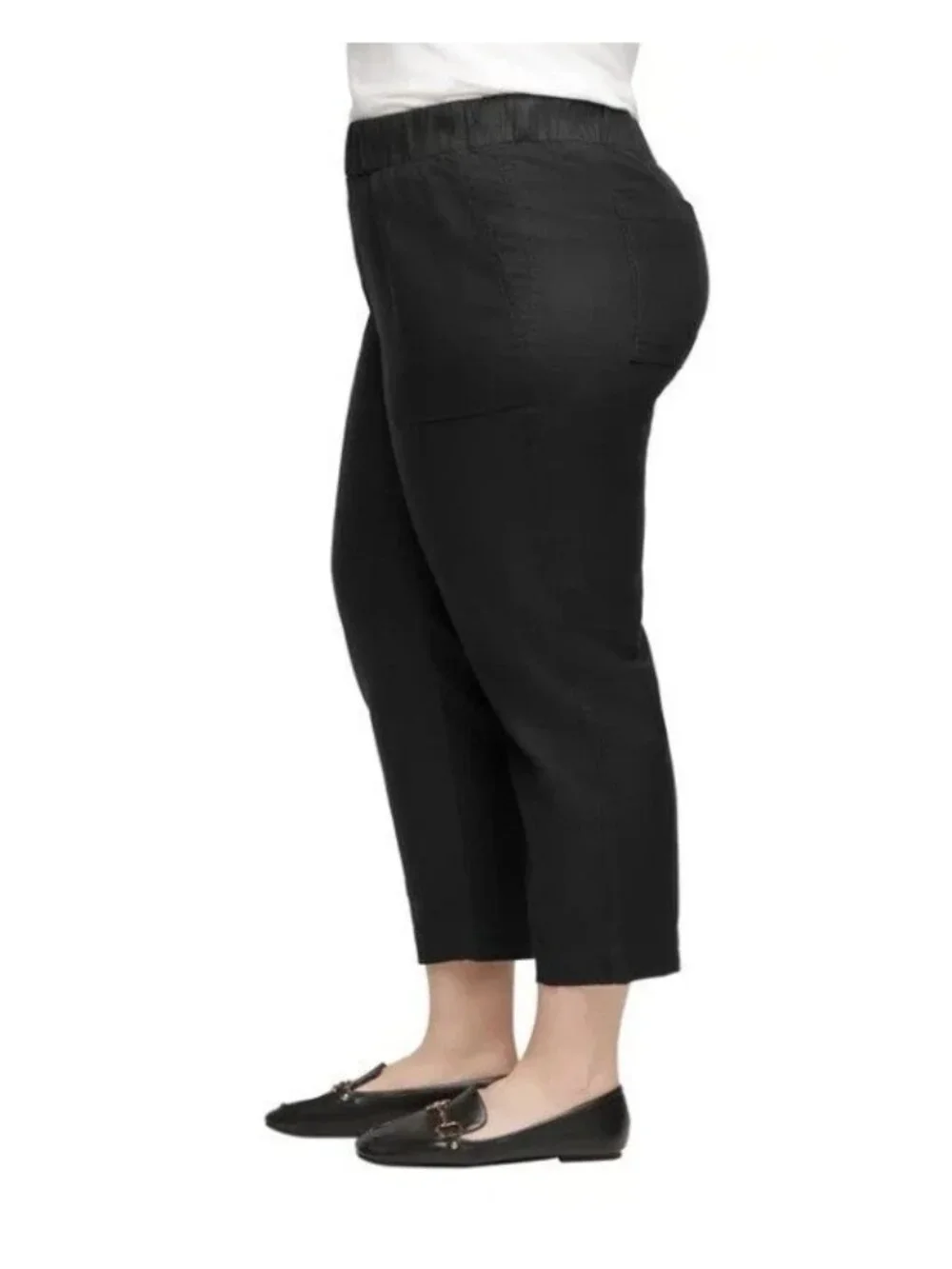 NWT Banana Republic Women's XXL Black Tapered Crop Pants Linen Blend  B1696